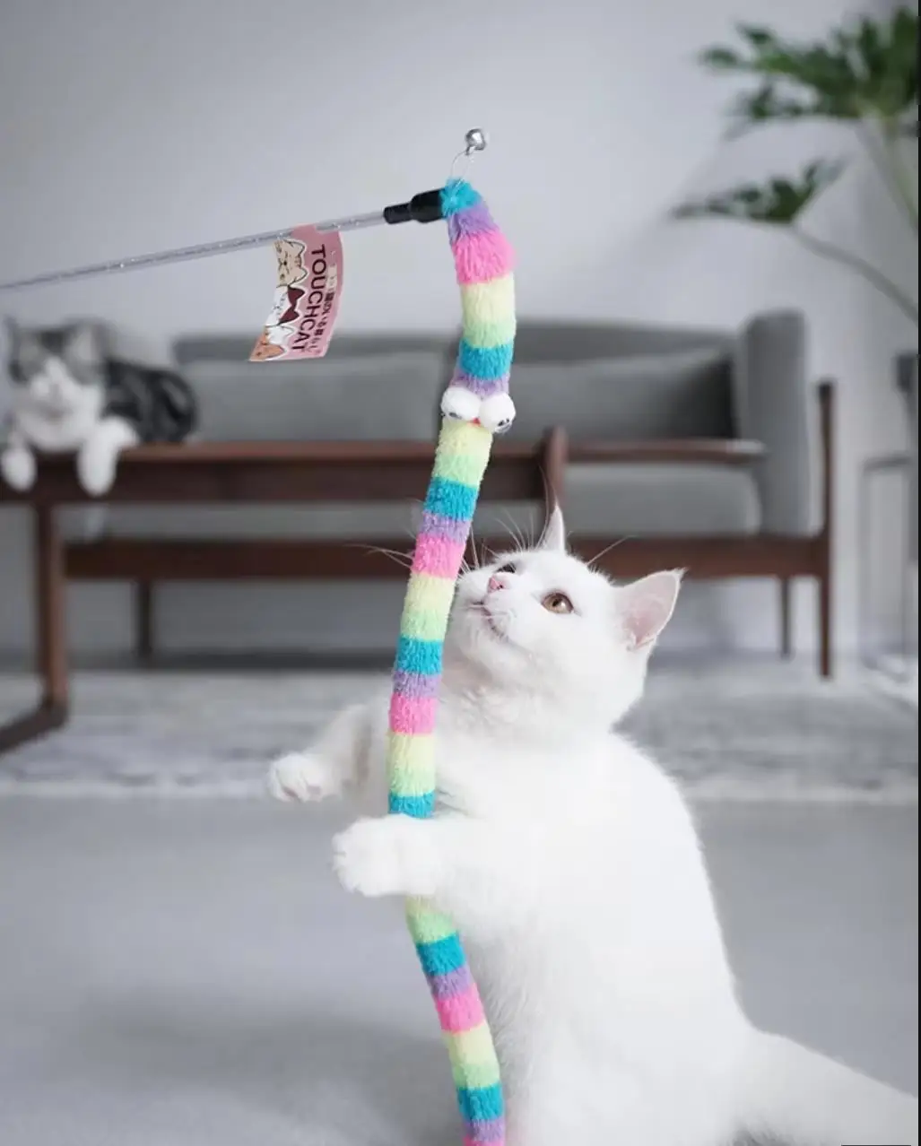 Cat Toy Feather Cat Teaser Wand Cat Interactive Toy Funny Caterpillar Colorful Rod Teaser Wand Pet Cat Supplies Cat Accessory