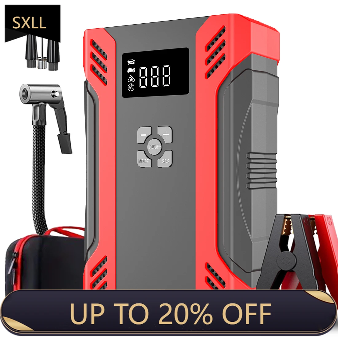 

SXLL multi-function car jump starter with air compressor 3000A portable jump starter with air pump 12v car jump starter