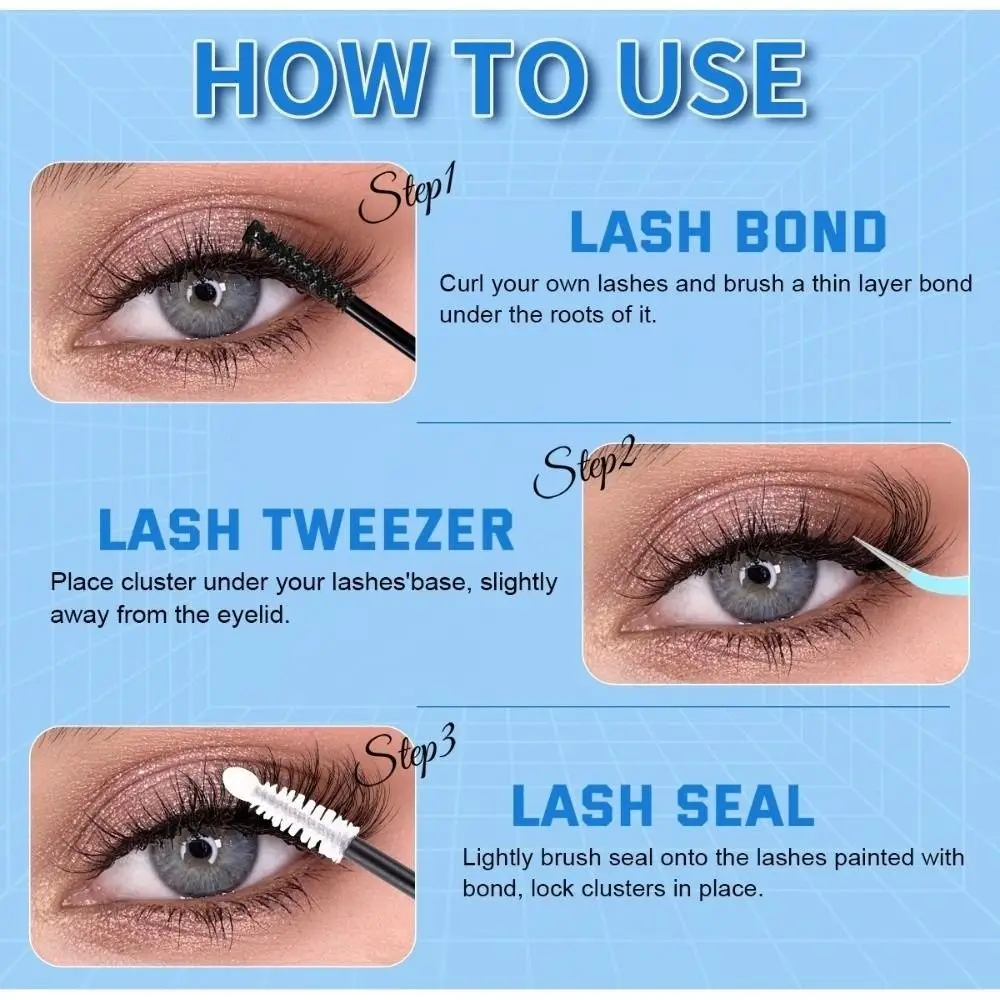 640Pcs 8-16mm Length False Eyelashes Wispy Style Thick Volume 3D Faux Mink Lash D Curl Fluffy Texture DIY Lash Extension Kit