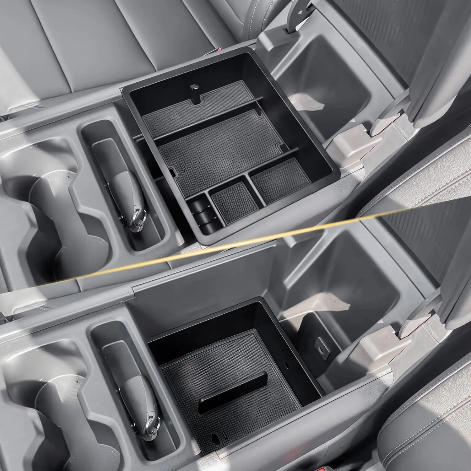 

Kptidy Center Console Organizer Tray For 2024 2025 Chevy Silverado EV Work Truck (WT) Double Layers Car Armrest Storage Box Tray