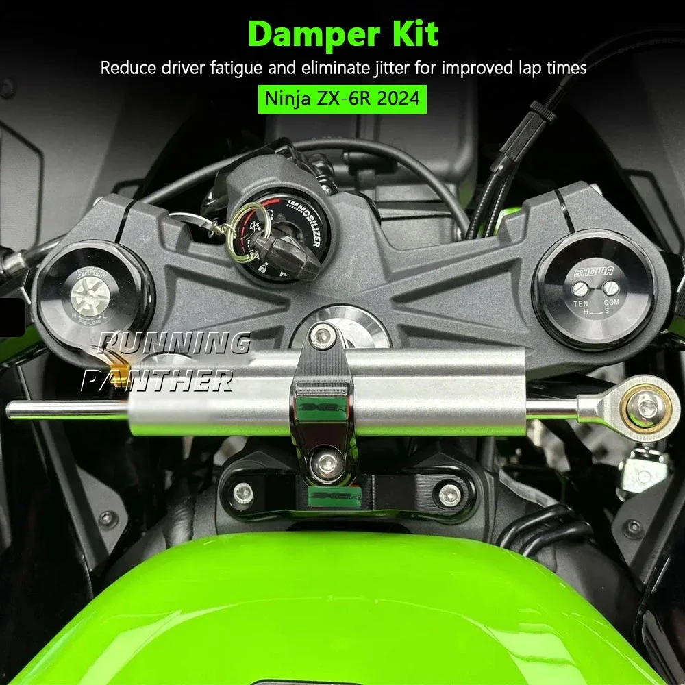 ZX-6R 2024 Motorcycle Accessories Steering Damper Stabilizer & Bracket Mount Kit For Kawasaki Ninja ZX-6R ZX6R ZX 6R