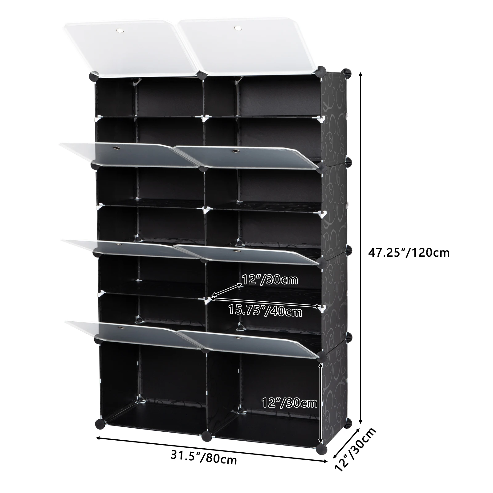 7-Tier Portable 28 Pair Shoe Rack Organizer 14 Grids Tower Shelf Storage Cabinet Stand Expandable For Heels Boots Slippers Black