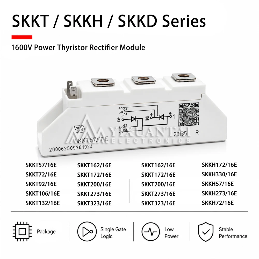 SKKT SKKH SKKD 16E 1600V Thyristor SCR Rectifier Diode Power Module SKKT57 SKKT72 SKKT92 SKKT106 SKKT132 SKKT162 SKKT200 SKKH106