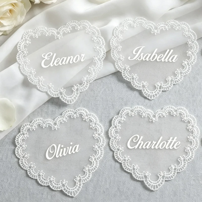 Personalized Wedding Name Tags for Plates Custom Lace Wedding Name Place Cards Vintage Wedding Table Decoration
