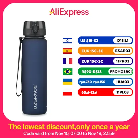 Hot Sale Sports Water Bottle 500ml 1000ml Leakproof BPA-Free Tritan UZSPACE