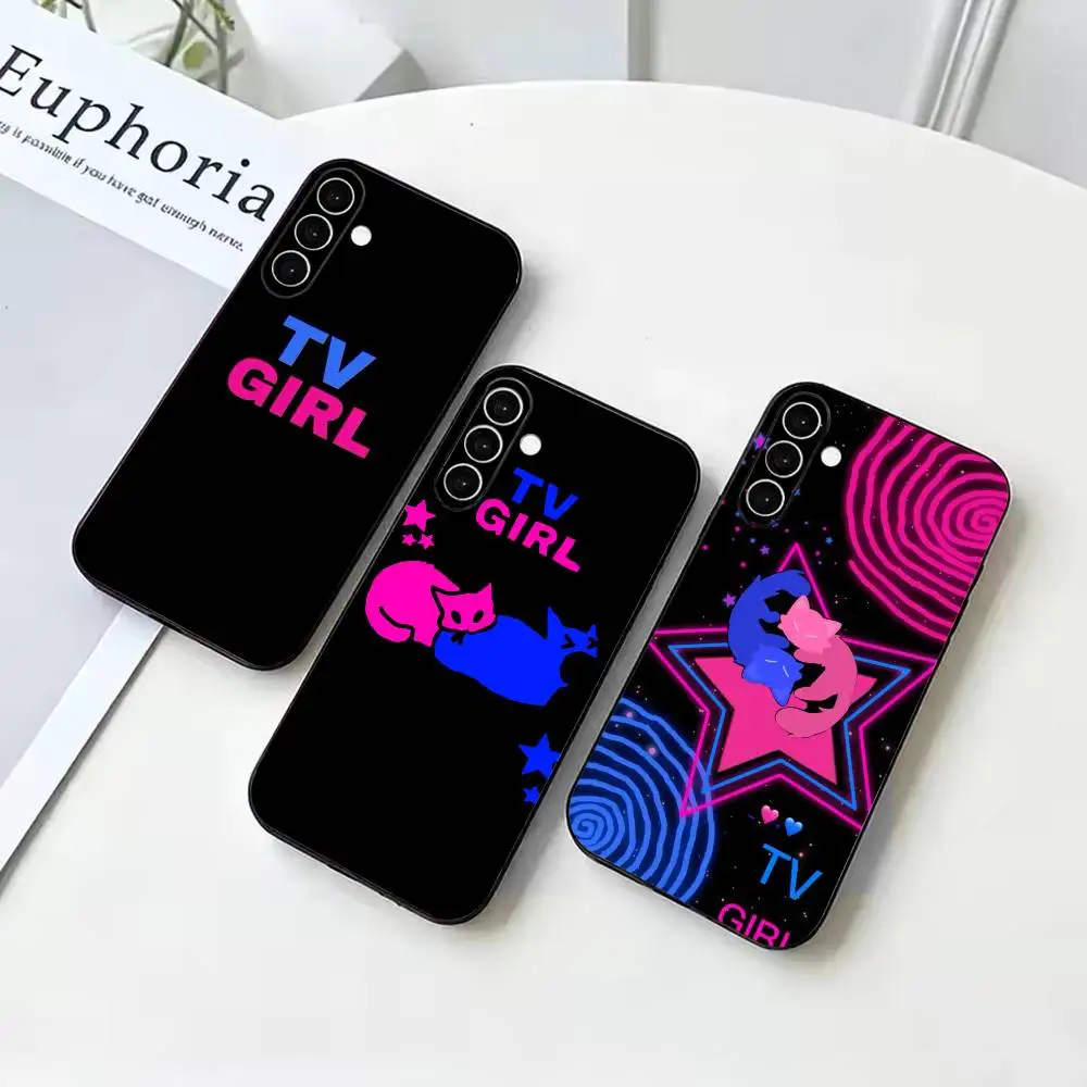 T-TV Girl Band  Anti-drop Black Soft Silicone Case For Samsung Galaxy A73 A72 A71 A53 A52 A51