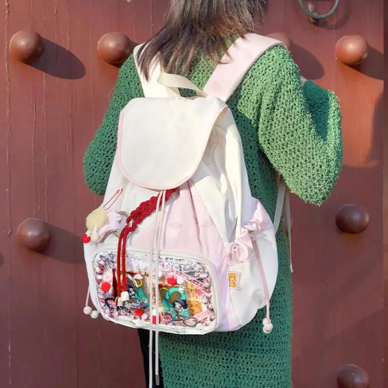 الأصلي أزياء جديدة النايلون على ظهره الربط اللون التباين شخصية سعة كبيرة كلية نمط حقيبة ظهر الطالب العصرية #3