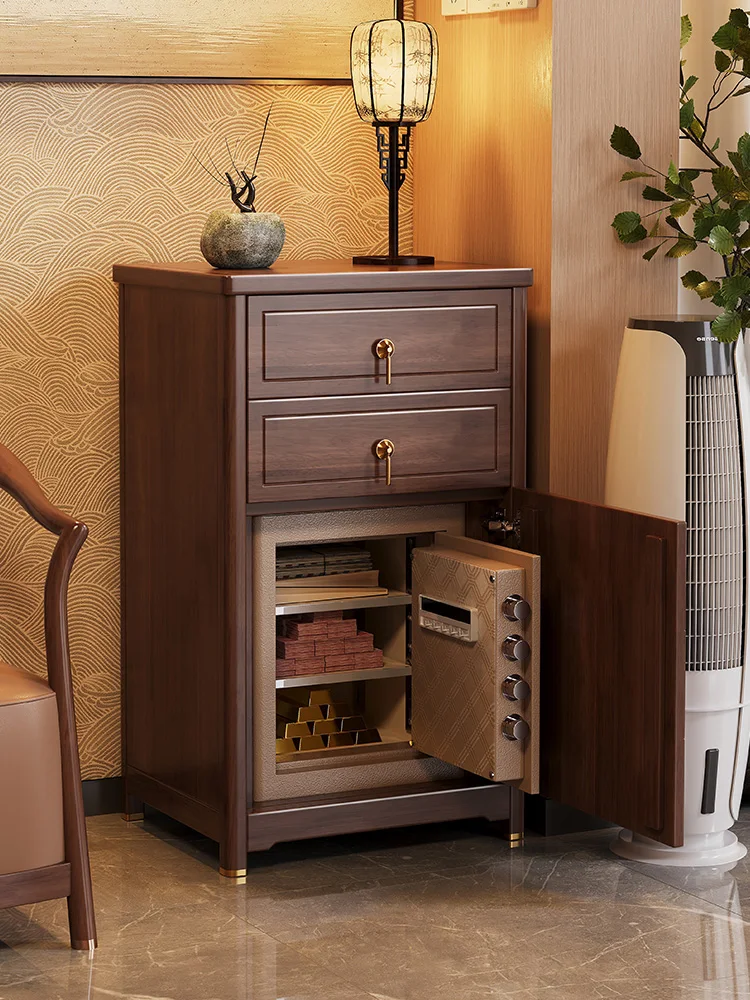 Solid wood bedside table, safe, integrated with fingerprint password lock, new smart hidden anti-theft safe for home use