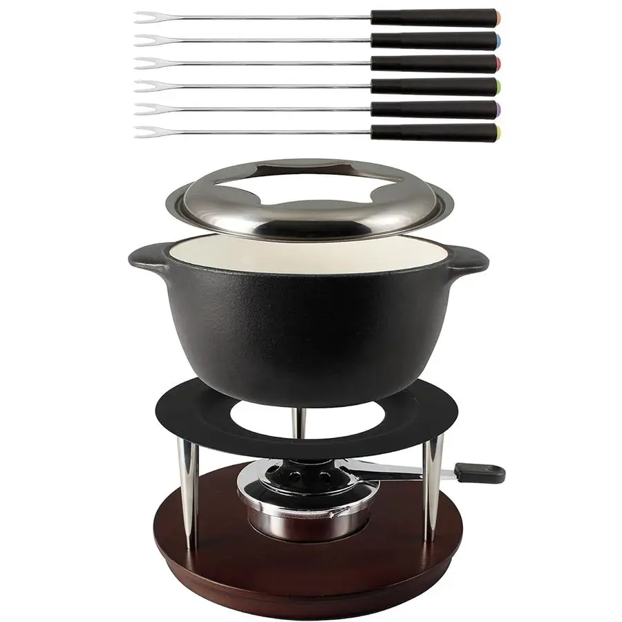 

Набор для фондю Summit из 10 предметов, матовый черный, из чугуна, идеально подходит для плавления сыра, шоколада, масла и многого другого, идеально подходит для кухонной коллекции