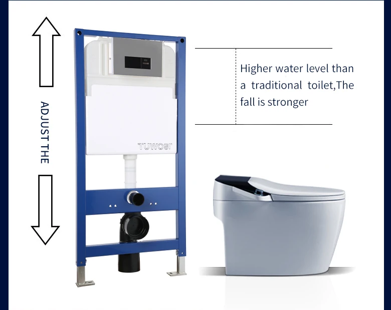 Toilet European Design Dual-Flush Concealed Cistern with Push Buttons for Bathroom