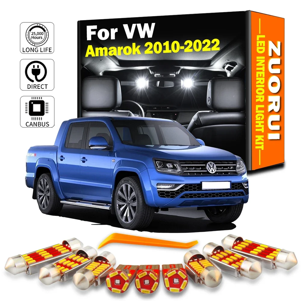 Zuidui 8 pçs canbus para vw volkswagen amarok 2010- 2017 2018 2019 2020 2021 2022 interior led kit de luz leitura mapa do carro cúpula lâmpada
