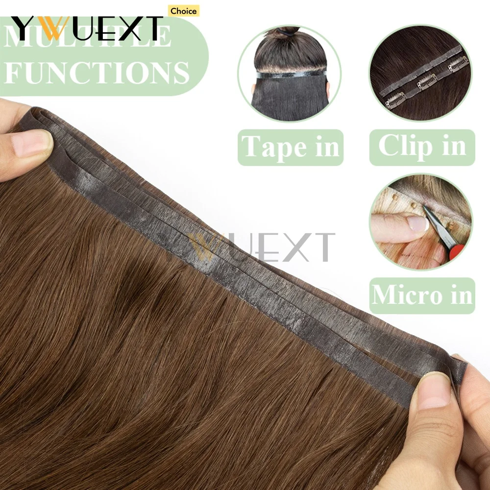 مستقيم طويل بولي PU لحمة شعر مسطحة حزم الشعر البشري الحقيقي للنساء 12 بوصة-20 بوصة آلة شعر ريمي أسود براون شعر أشقر #2