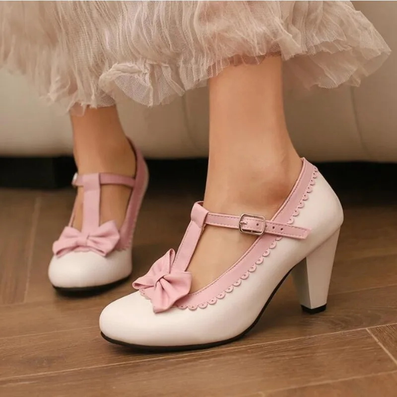 

Женские туфли Мэри Джейн: Новые, высококачественные, уникальные туфли-лодочки на высоком каблуке, с круглым носком, на ремешке с пряжкой, женская обувь