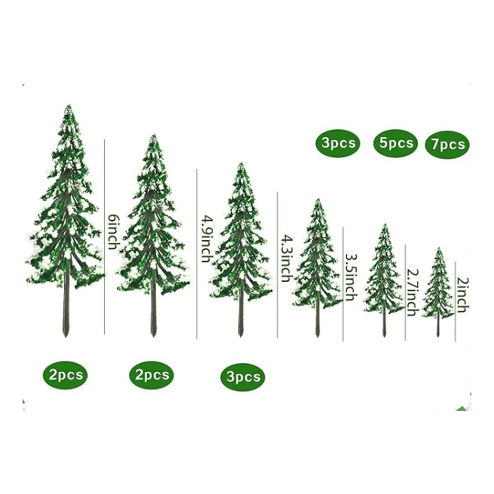 22PCS 2-6 Inch Mixed Model Trees Mini Snow Pine for Diorama Miniature Christmas Trees Micro Train Landscape Railway Sand Table