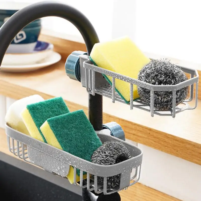 New Kitchen Sink Space Drain Rack Sponge Storage Faucet Storage Holder Soap Drainer Shelf Basket Organizer Kitchen Accessories