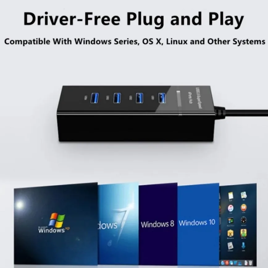 USB Hub 3.0 4-Port USB Daten Hub Expander Splitter für Laptop PC MacBook Mac Pro Mac mini, iMac Surface Pro und weitere USB-Geräte