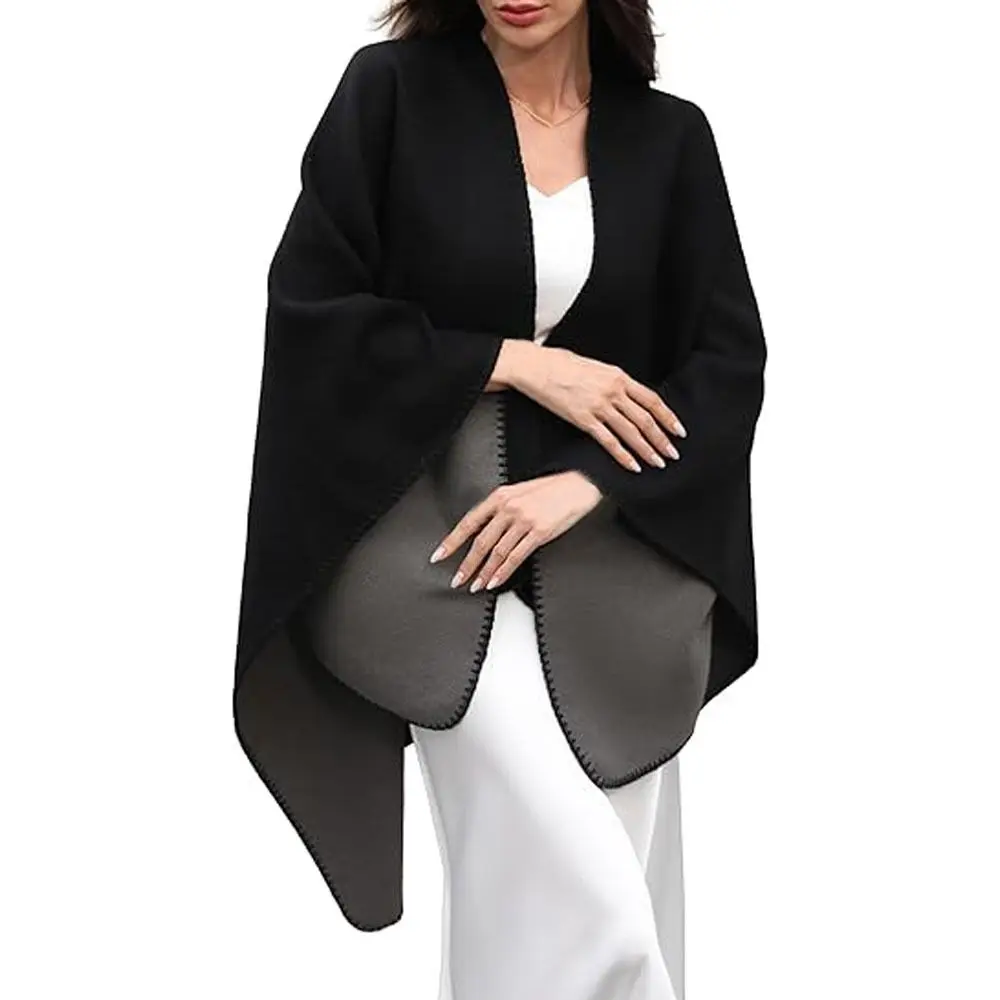 

Новая теплая шаль из пашмины, толстый повседневный топ с обеих сторон, вязаное толстое теплое пончо, осень-зима