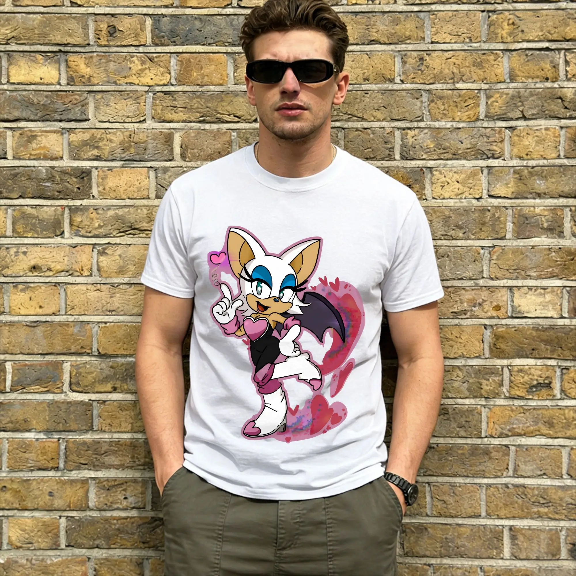 RouGe The Bat Men T Shirt  Funny Tee Shirt Short Sleeve Crewneck T-Shirt 100% Cotton Summer Clothes