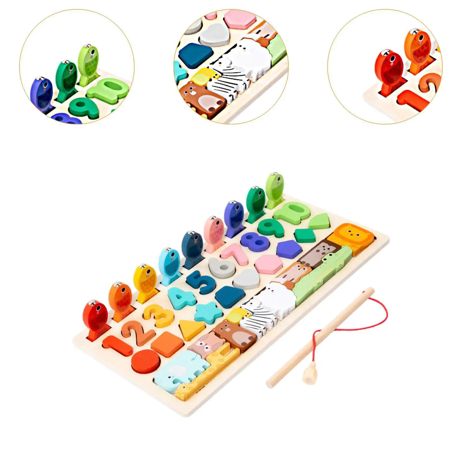 Wooden Fishing Game Hand Eye Coordination Color Matching Color Shape Sorting Matching for Boys Girls Children Kids Baby Gift