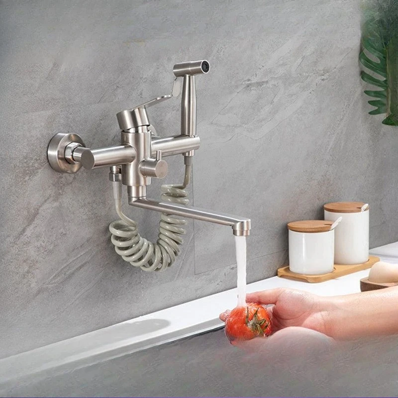 

Black Hot and Cold Stainless Steel Wall Type Multifunctional Extended Nozzle with Spray Gun Double Hole Kitchen Faucet