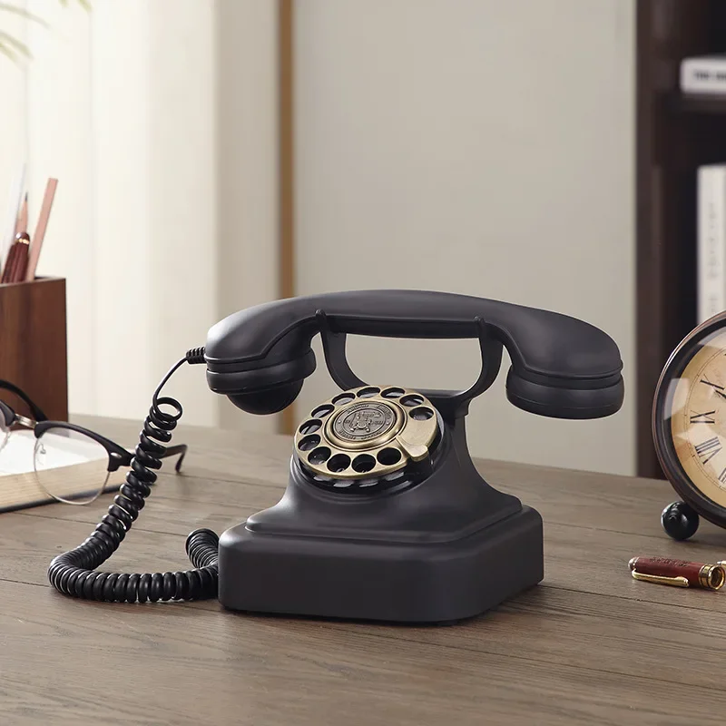 DurableEuropean Style Antique Retro Telephone Rotary Dial Landline Phone Home Hotel Luxury Landline
