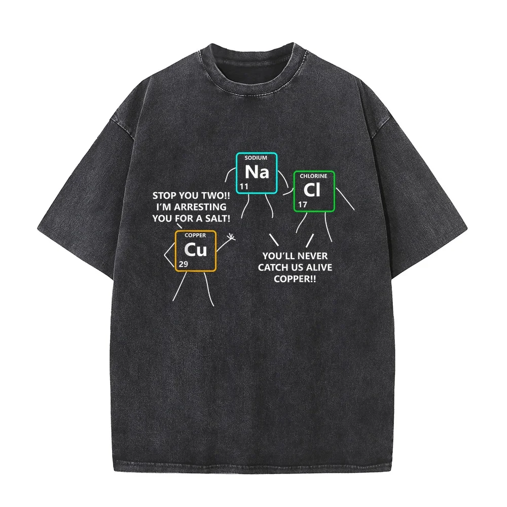 Salt and Copper Periodic Table Police Pun Chemistry T Shirt T-Shirt 루즈핏 Playeras Oversize Ropa De Hombre Ofertas Graphic Tee