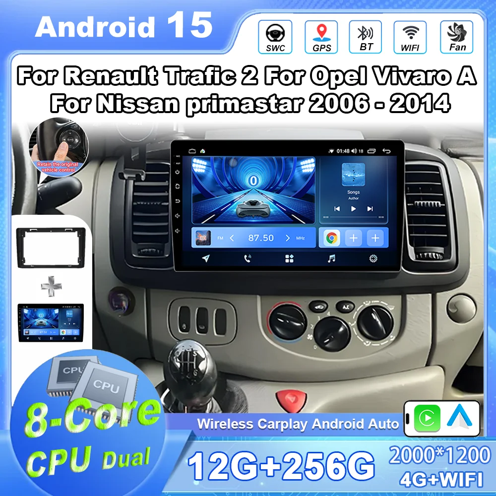 Rádio estéreo do carro para renault trafic 2 para opel vivaro a para nissan primastar 2006 - 2014 navegação gps carplay android auto 4g