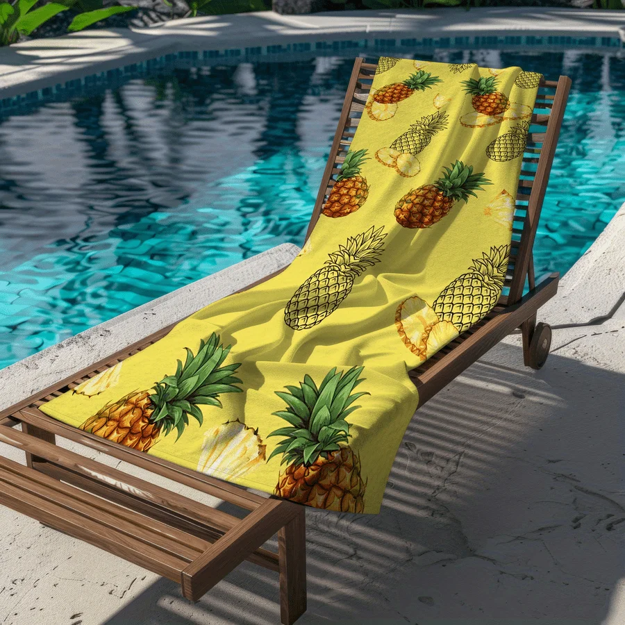 1pc Pineapple Pattern Beach Towel - Soft, Absorbent, Quick-Dry - Suitable for Swimming, Camping, and Bathing