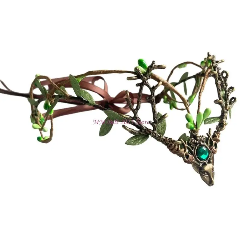 49ME Elegant Antler Headband Vine And Designs Hairhoop Adjustable Frontlet For Nature Lover And Fashion Enthusiasts