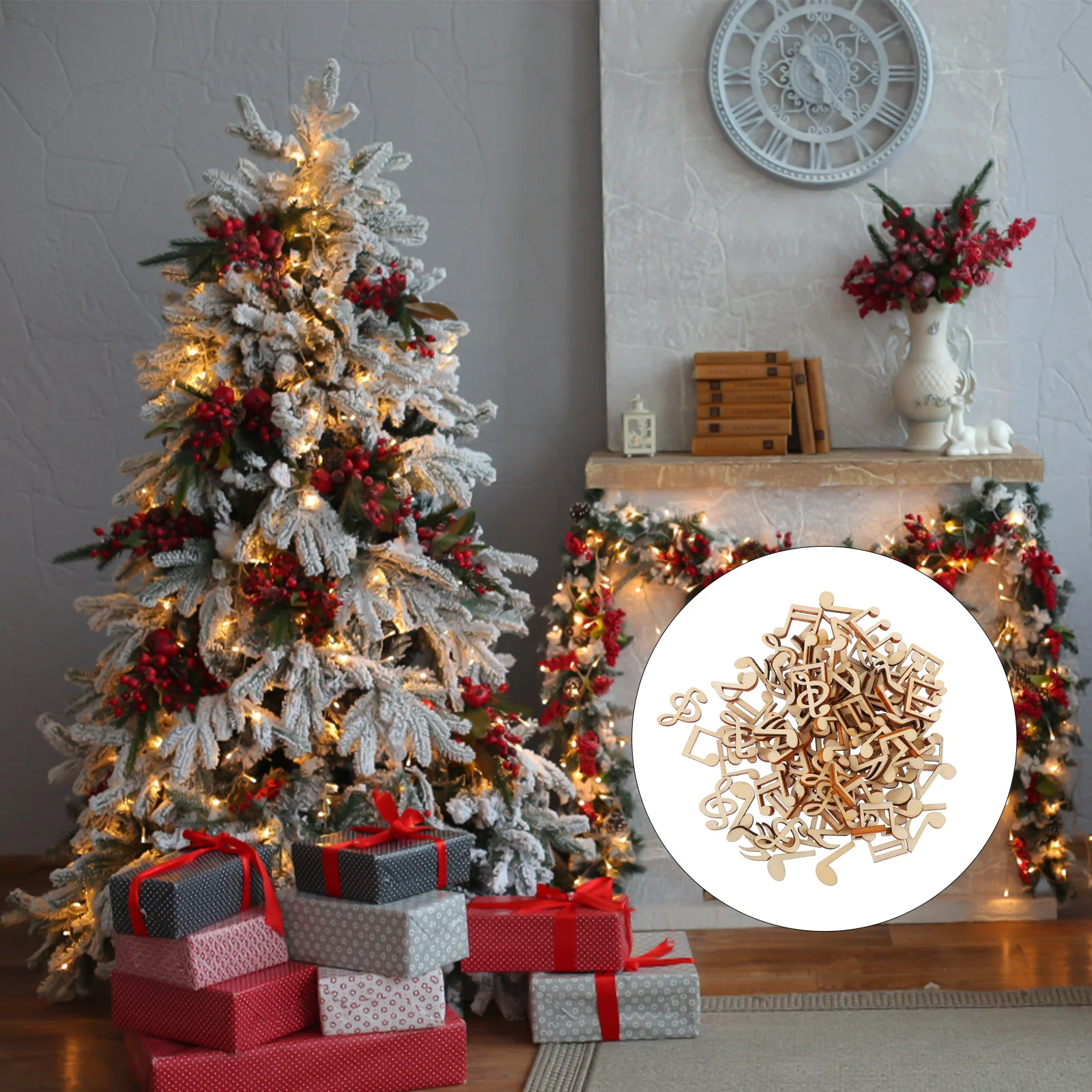 

200pcs Note Shape Wood Chip For Diy Wedding Party Music Festival Decor Handmade Craft Supplies Sewing Accessories