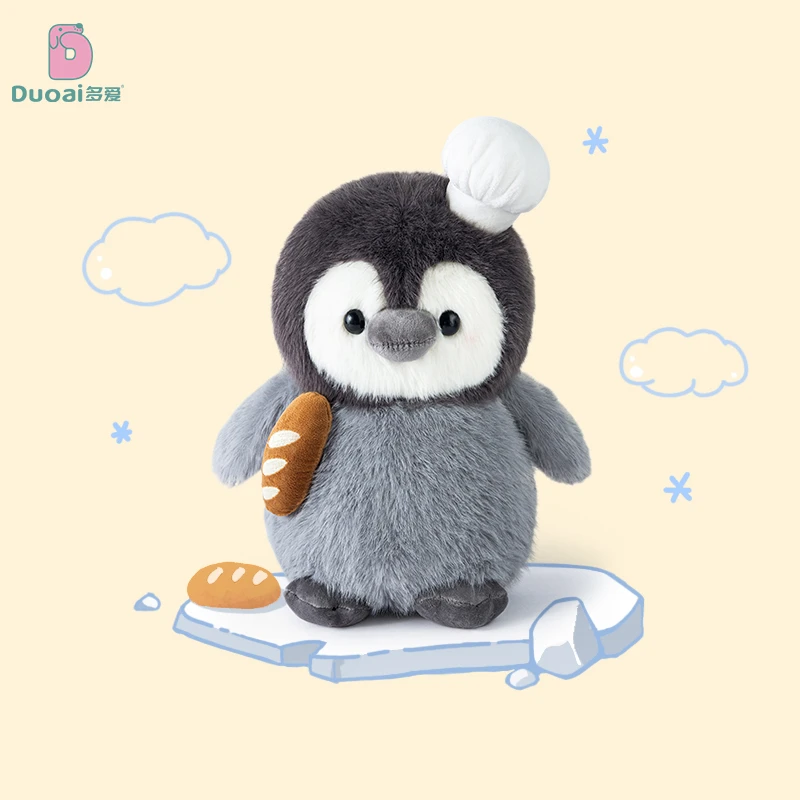 Pingüino Kawaii de peluche para bebé, muñeca reconfortante para dormir, pingüino esponjoso con bufanda, sombrero de Chef, Animal relleno, regalo de cumpleaños y Halloween