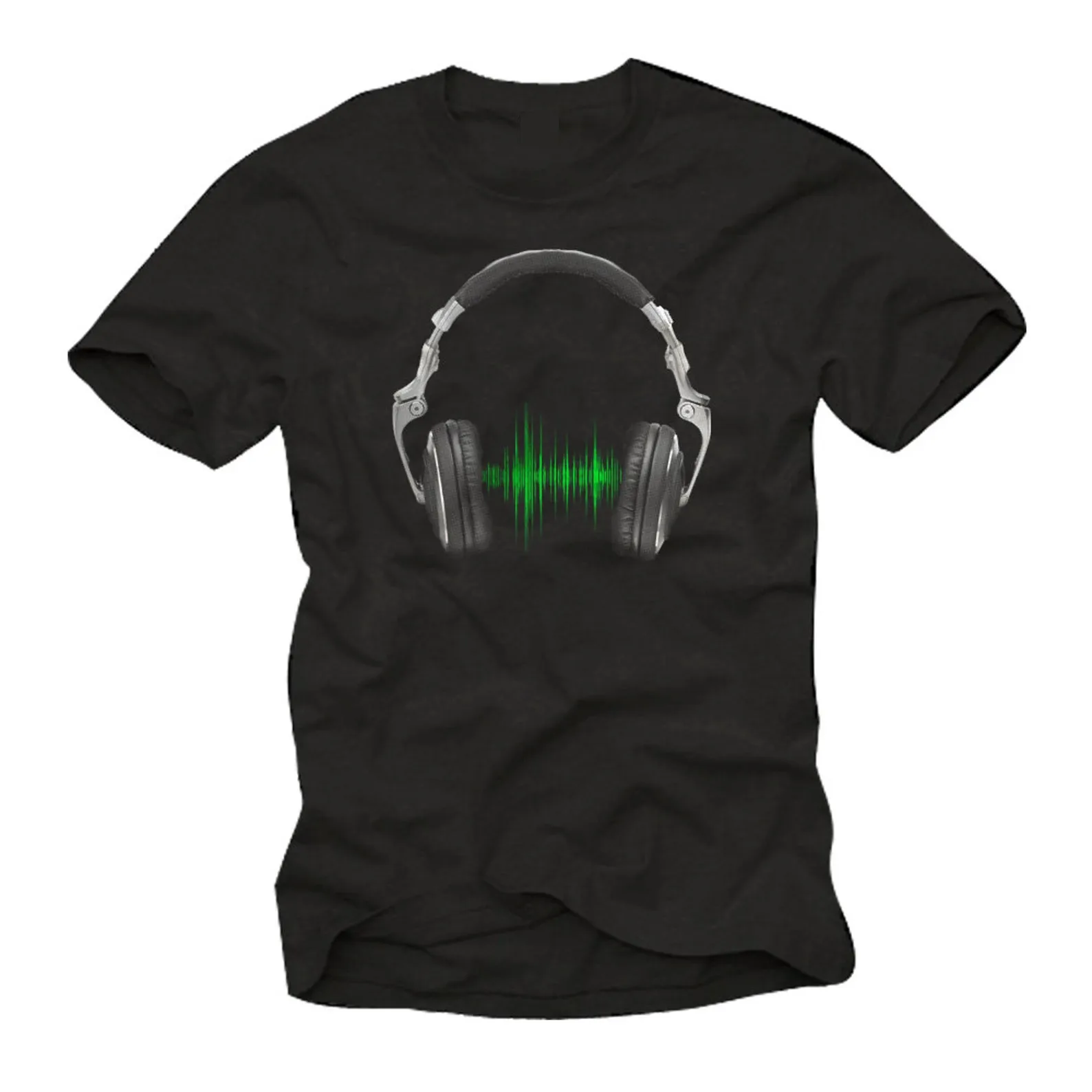 

Крутая музыкальная футболка для мужчин с принтом HEADPHONES EQUALIZER, черная, S-XXXXXL