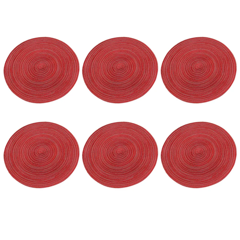 

6Pcs Braided Table Place Mats Non-Slip Round Heat Resistant Placemats Large Size Coasters for Home Cafe Restaurant Table