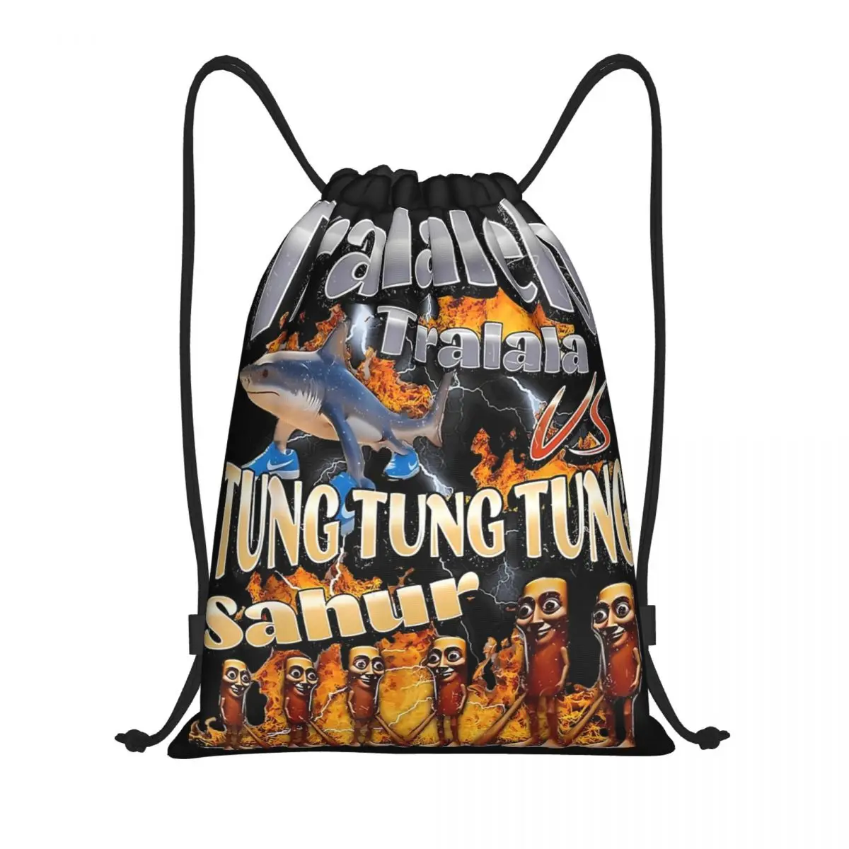 

Italian Brainrot Tralalero Tralala Drawstring Backpack Gym Sports Sackpack String Bag for Exercise