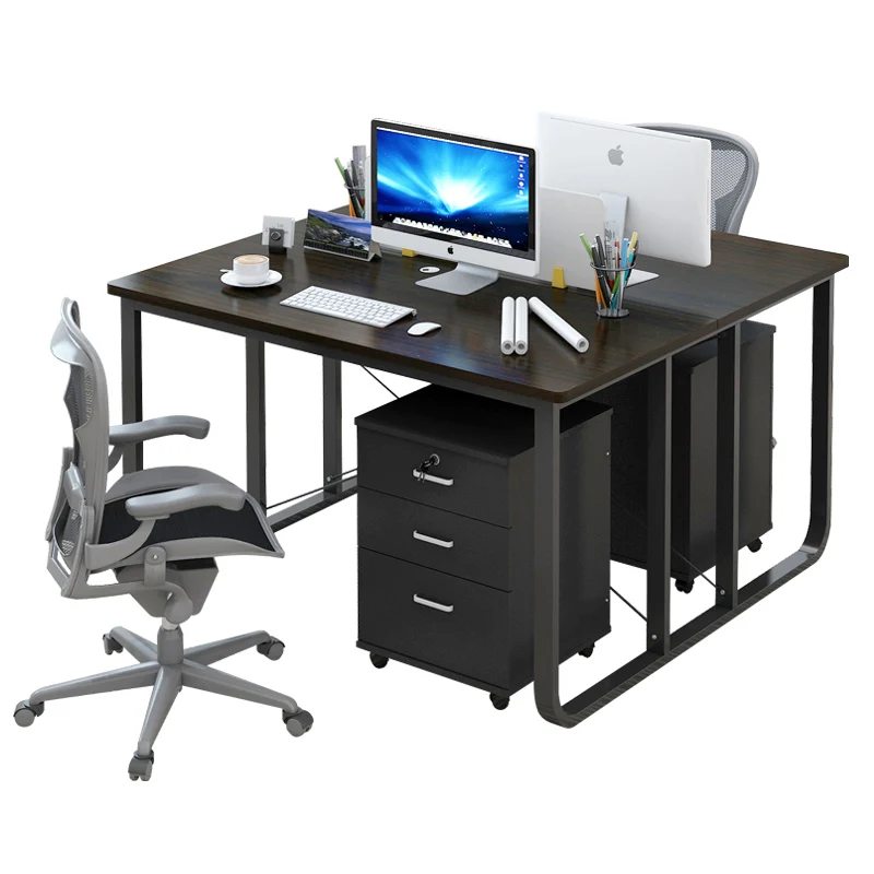 Four person office desk partition minimalist work desktop opposite computer desk chair combination