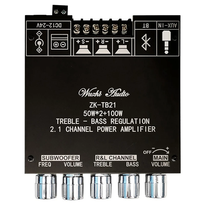 ZK-TB21 Bluetooth 5,0 панель усилителя сабвуфера 50 Вт x2 + 100 Вт 2,1 каналов аудио стерео Бас AMP модуль с поддержкой приложения управления, прочный