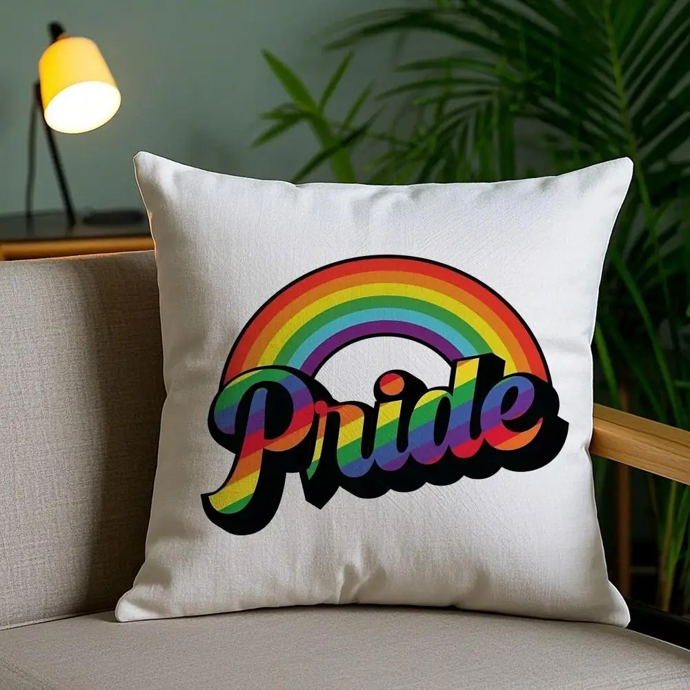 Pride Month Heart Cushion Cover Plush Fabric Soft Double-Sided Printed Sofa Living Room Home Decor Throw Pillow Cover