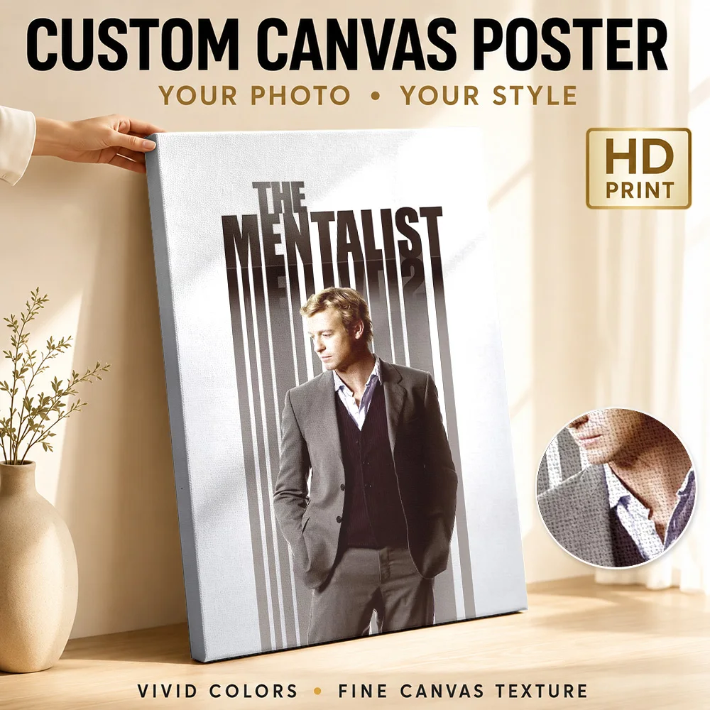The Mentalist Season 2 Framed Canvas Print Poster Customized Vintage Movie Wall Paintings Decoration for Bedroom Ready to Hang