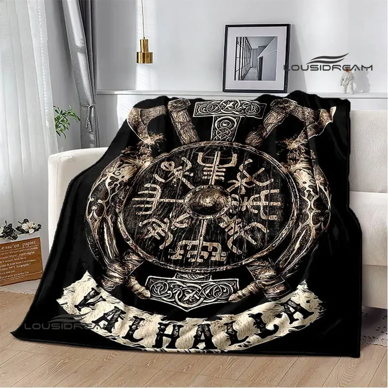 Viking vegvisir shield printed blanket retr flannel soft and comfortable home travel blanket bed blanket birthday gift