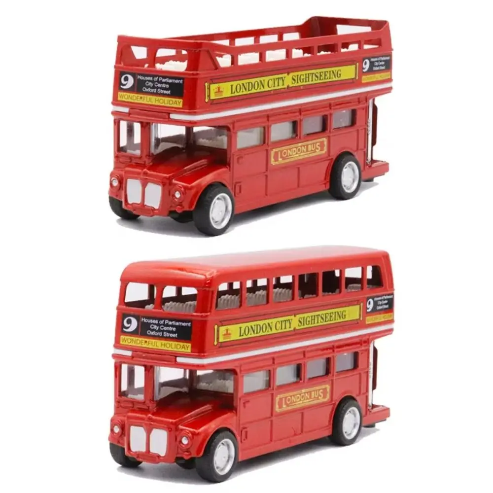 New 1:64 Double Decker Bus Model Diecast Alloy Metal Pull Back Car Model Kids Toy Vintage British Europe Simulation Car Toy