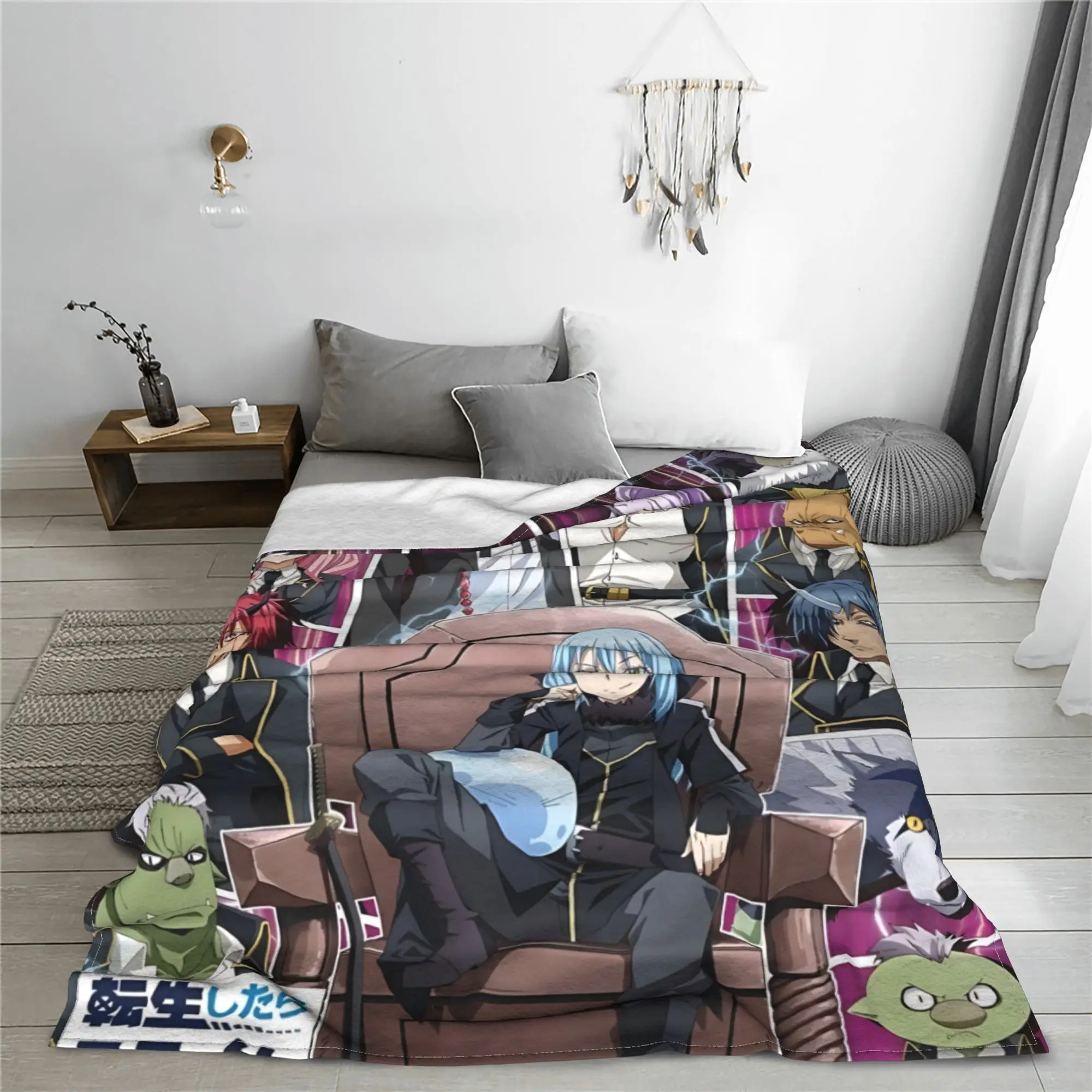1PC home Cutecore Room Decor That Time I Got Reincarnated as a Slime Blanket Throw Blanket  Novelty Warm Blanket All Season