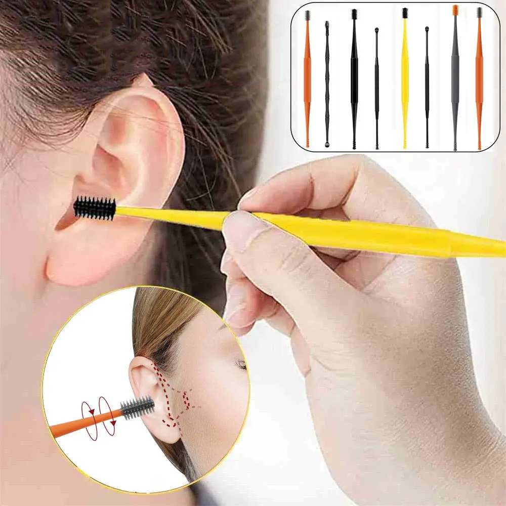 Cleaning Artifact Soft-Headed Ear Wax Curette Remover Double-ended Ear Cleaner Spoon Silicone ​Spiral Clean Tool