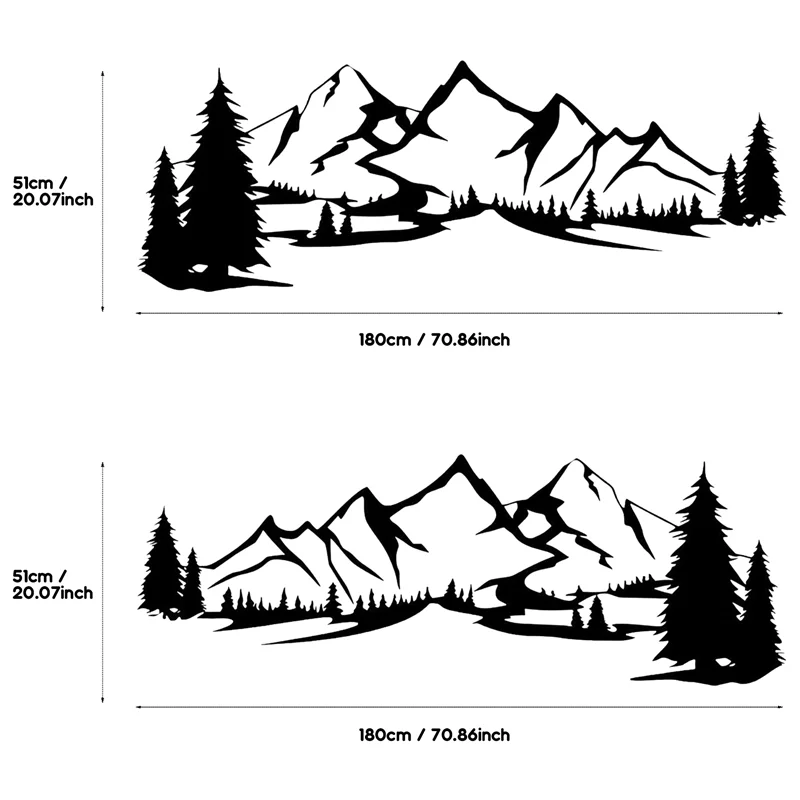 RV Motorhome Side Body Sticker DIY Large Mountain Tree Decal Sticker Decoration for Car Caravan Trailer