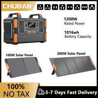 1200w Portable Power Station Pure Sine Wave Lifepo4 Battery with 2400w Peak for Outdoor Camping 200w Solar Panel Travel Supplies