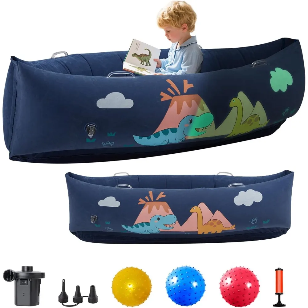 Peapod Sensory Chair for Kids with Luminous Space Print|Dinosaur Pod-Shaped Design Sensory Canoe for Autistic Children Indoor an