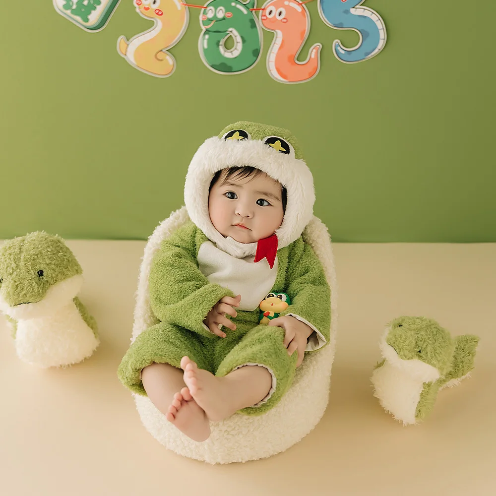 

Реквизит для детской фотографии на 3-4 месяца, зеленый плюшевый детский комбинезон на тему змеи + шапка, комплект костюмов с героями мультфильмов, куклы-змеи, реквизит для студийной съемки