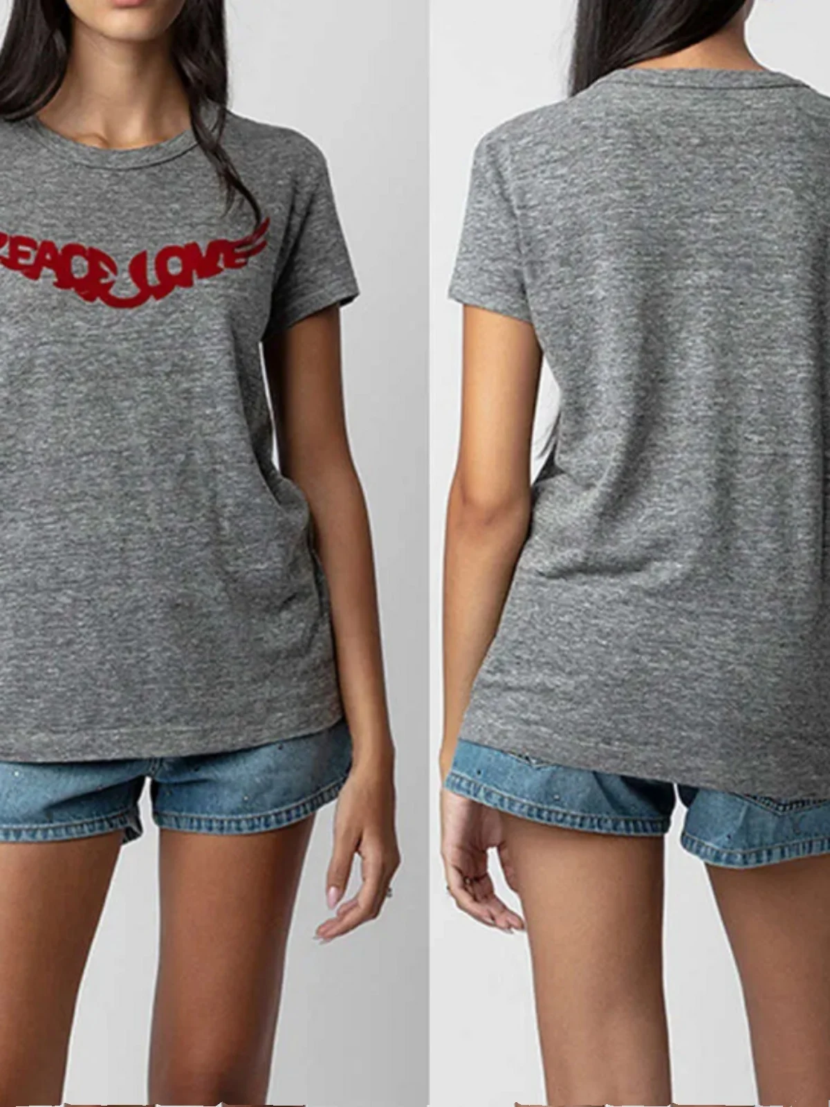 Nowy Krój Damski Dopasowany T-shirt z Ozdobnymi Cyrkoniami, Czysta Bawełna, Prosty i Uniwersalny Styl Uliczny...