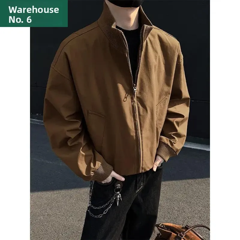 

American Sle Casual Stand Collar Men's Flight Jaet Windproof Autumn New All-Match Leisure Outerwear Thiened Fce