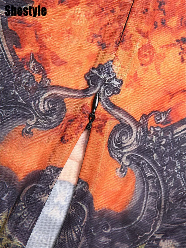 Shestyle Mesh See-Through Jumpsuit Women Green Sheer Back Zipper Bodycon Stretchy Stylish Figure Flattering Slim Fitness Outwear