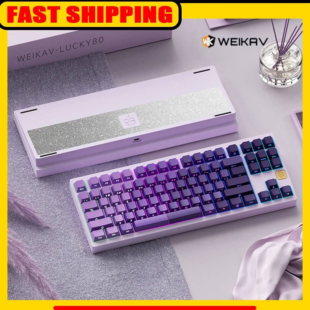 

Weikav Lucky80 Mechanical Keyboard Kits Three Mode Wired 2.4G Bluetooth Wireless Gaming Keyboard Kit Customized Aluminium Alloy